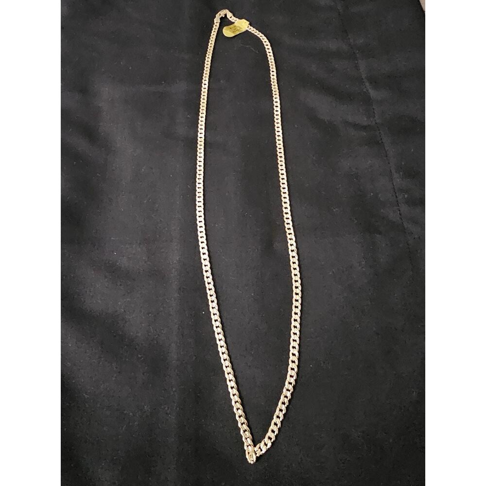 24in-14k Gold-Plated over brass diamond cut Cuban Link Necklace 3.4mm